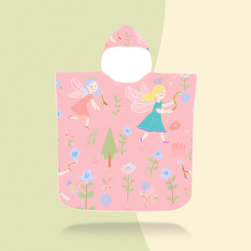 colorful hooded poncho with robot motif Stornfield