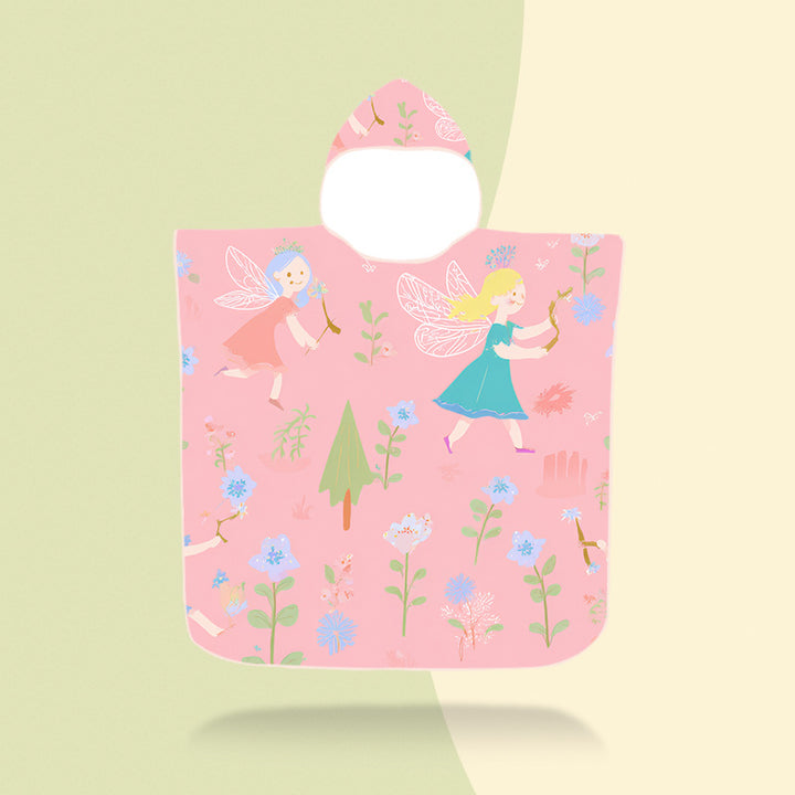 colorful hooded poncho with robot motif Stornfield