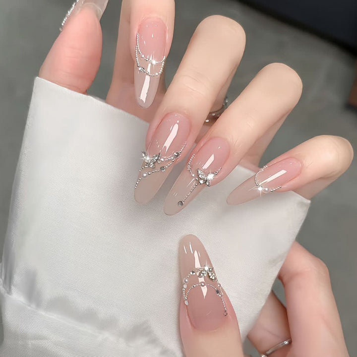 Crystal-Embellished Press-On Nail Set Stornfield