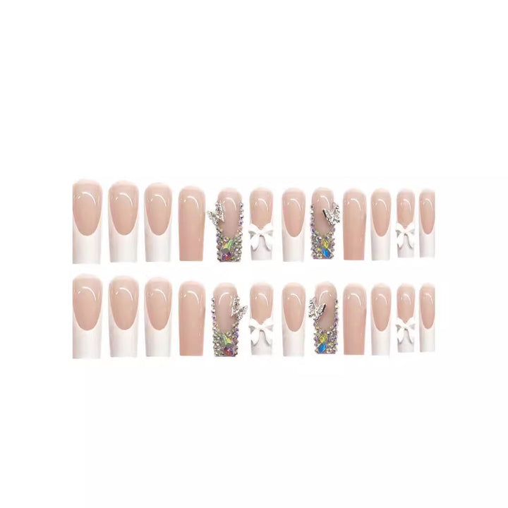 Elegant 3D Crystal-Embellished Acrylic Nail Extensions Stornfield