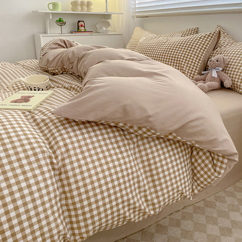 Checked Pattern Duvet Cover Set