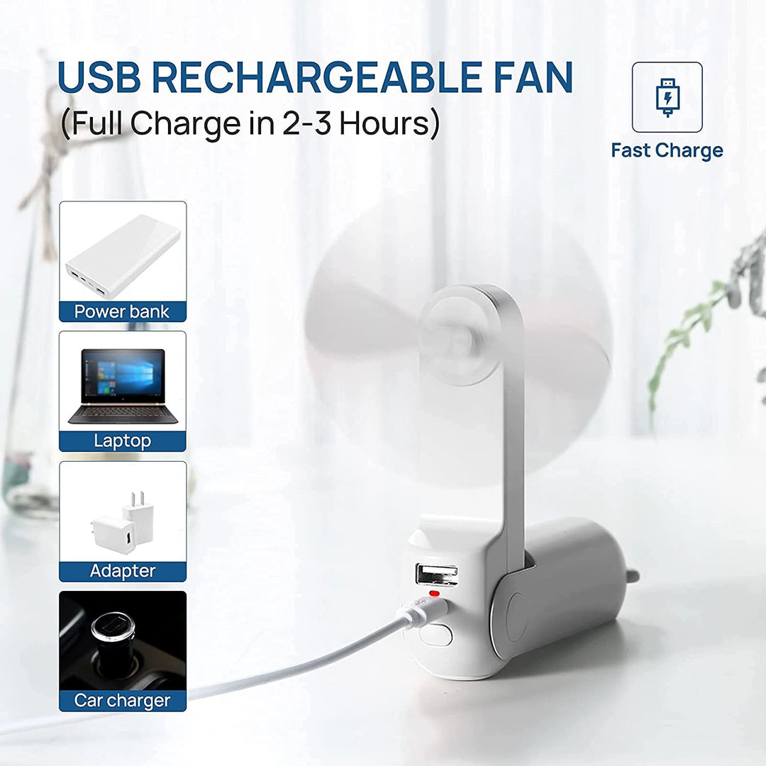 Unisex One Size Foldable Rechargeable Hand Fan with Integrated Power Bank and Dual USB Charging Ports Stornfield