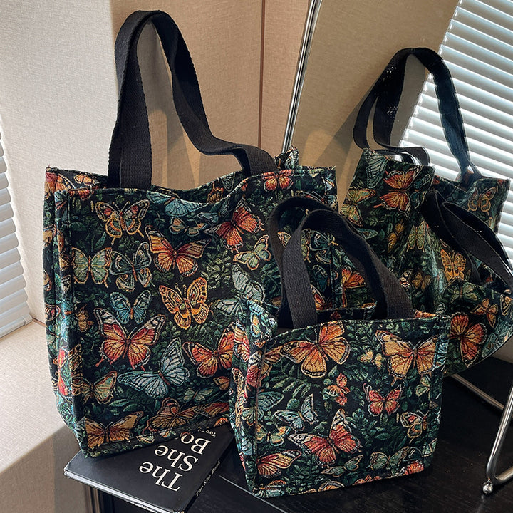 Floral Patterned Fabric Tote Bag