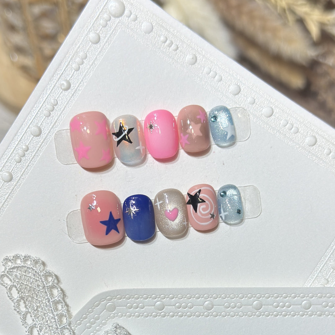 Decorative Nail Art Set with Star and Heart Accents Stornfield