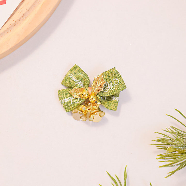 Festive hair bow with bells and Christmas motif Stornfield