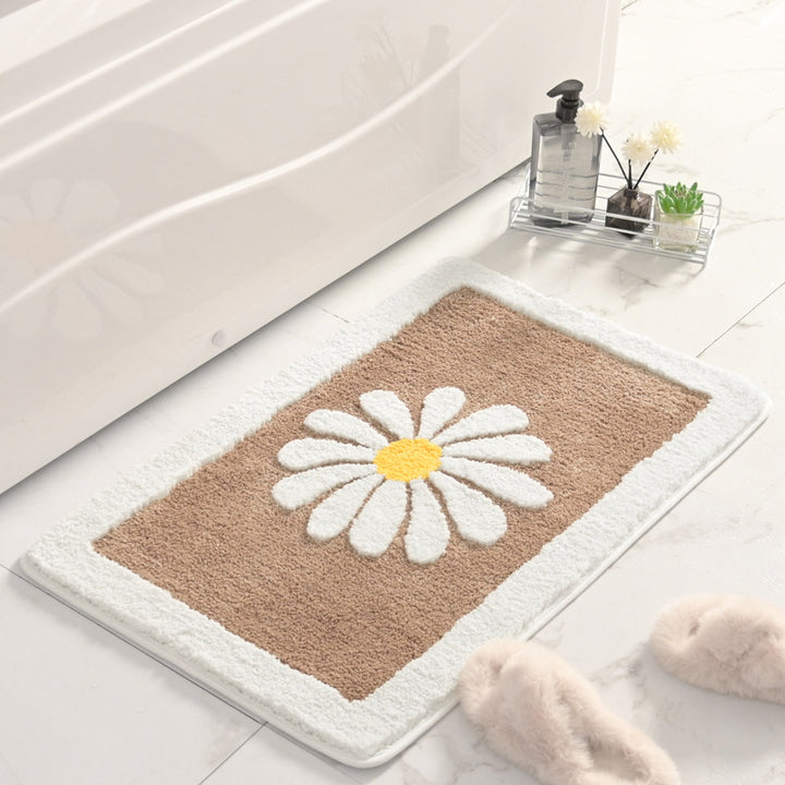Floral Patterned Plush Bath Mat Stornfield
