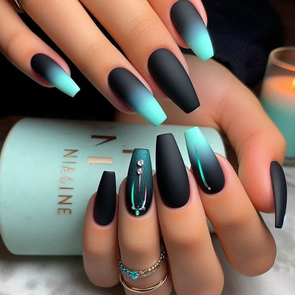 Matte Ombre Press-On Nail Design Stornfield