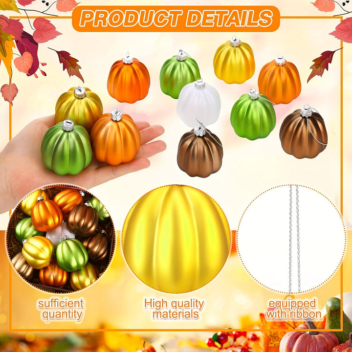 Hanging Christmas Ornaments in Pumpkin Glass Design Ornament Set