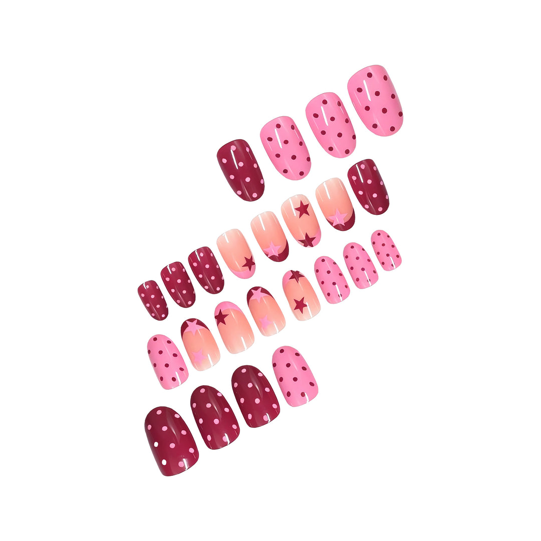 Artistic Star and Polka Dot Nail Art Extensions