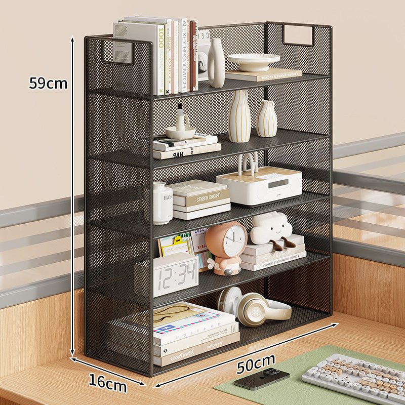 Mesh Desktop Open-Shelf Organizer with Integrated Handles and Dividers