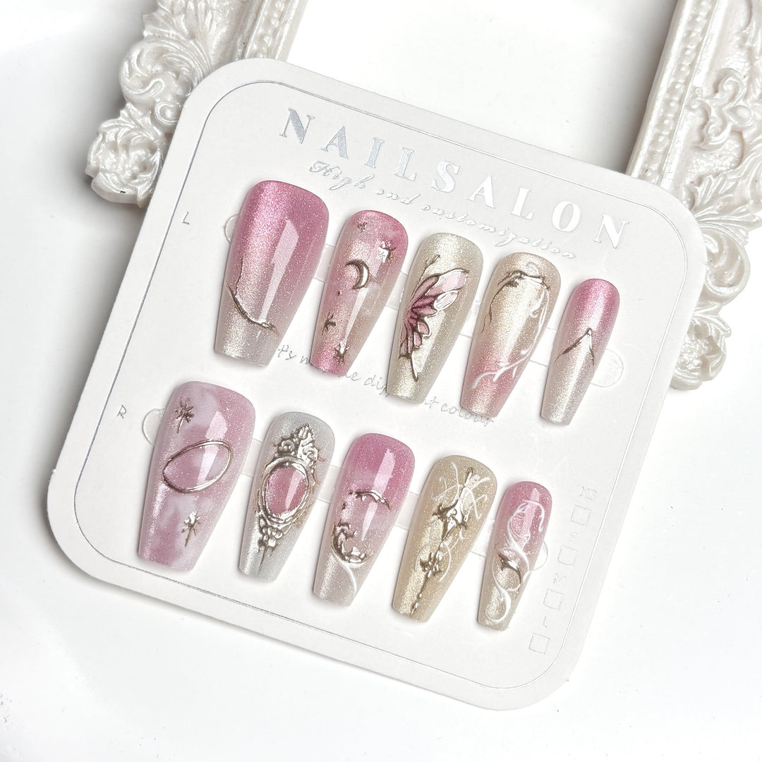 Artistic Gem-Embellished Press-On Nail Set