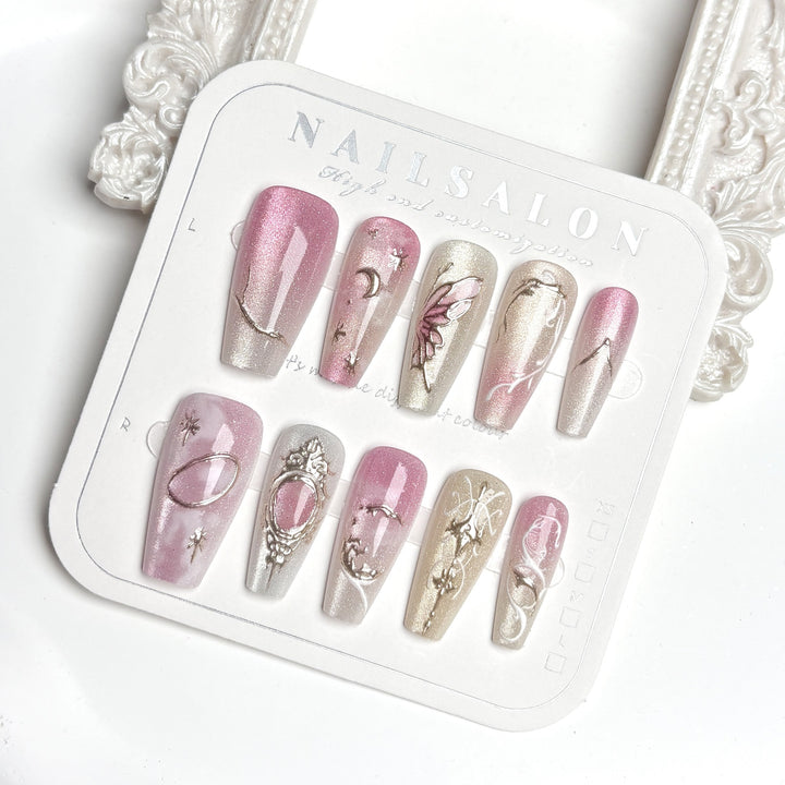 Artistic Gem-Embellished Press-On Nail Set