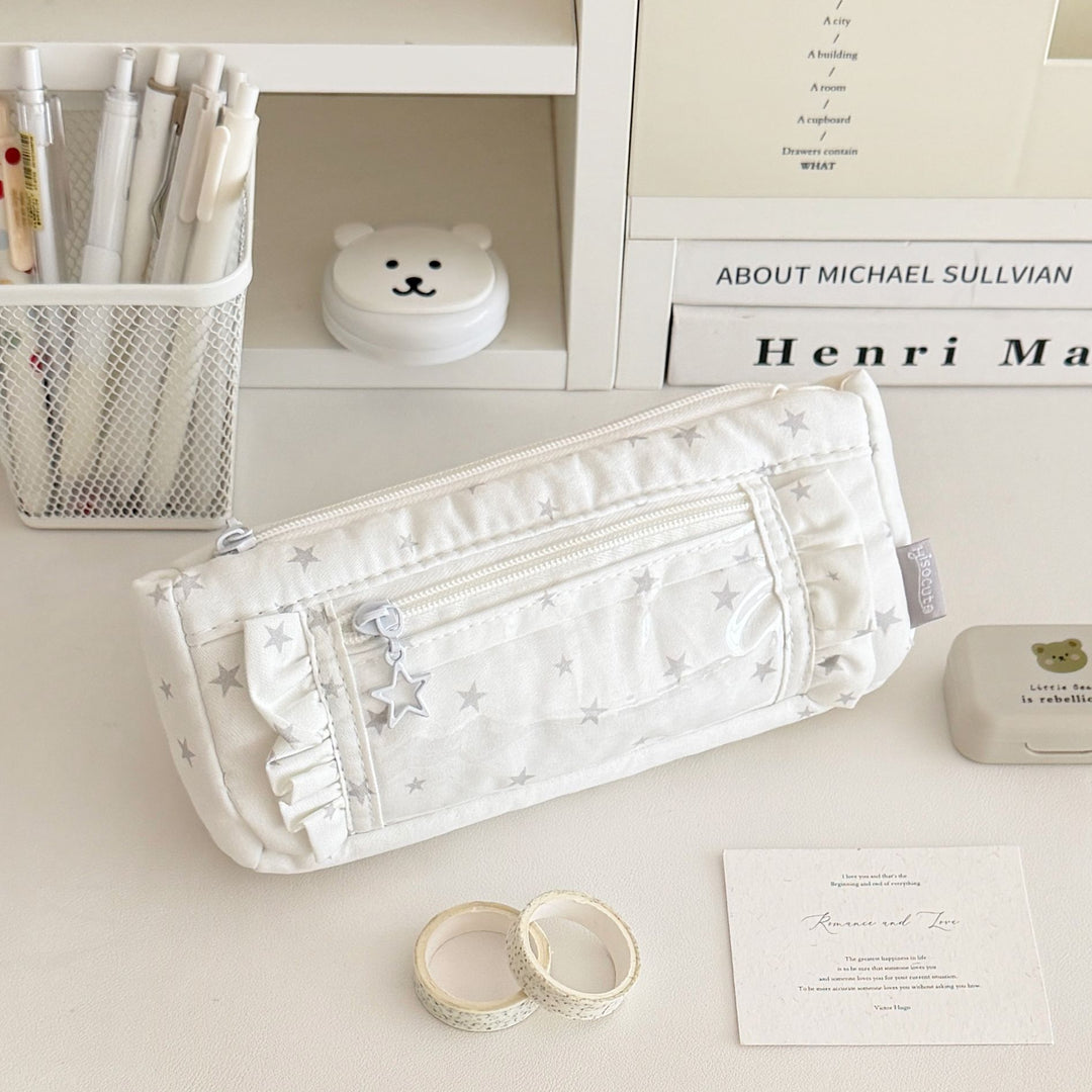 Star-Patterned Transparent Pencil Case