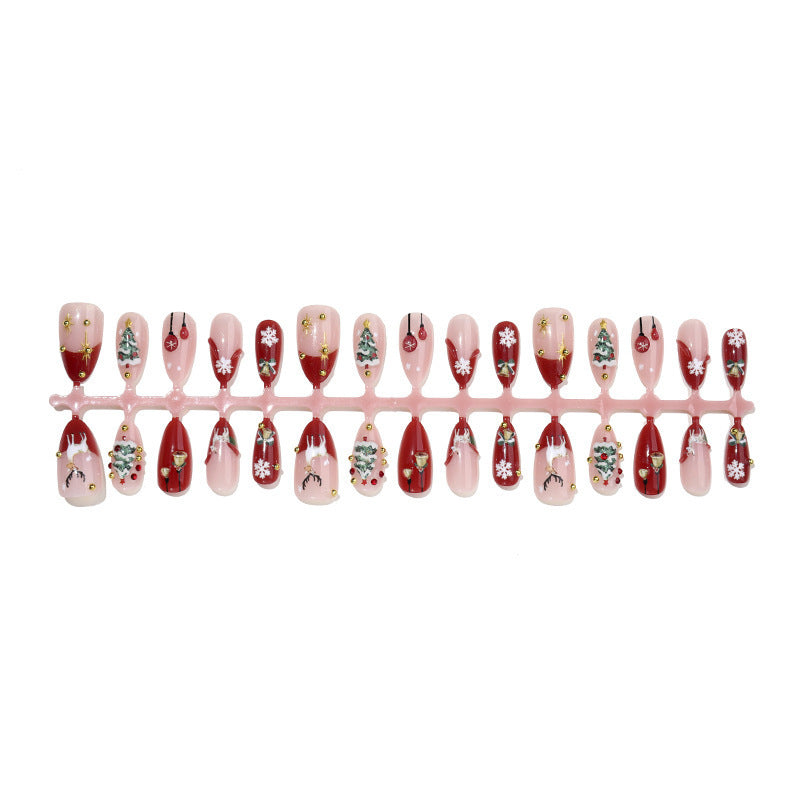 Artificial nail set with festive designs and glitter elements Stornfield