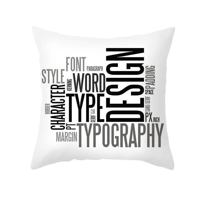 Square Cotton-Linen Decorative Throw Pillow Cover with Oversized HOME Typography Print and Concealed Zipper
