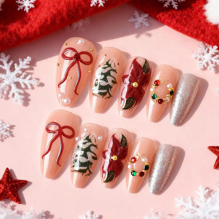 Festive Holiday-Themed Press-On Nail Art Set Stornfield 1790636494