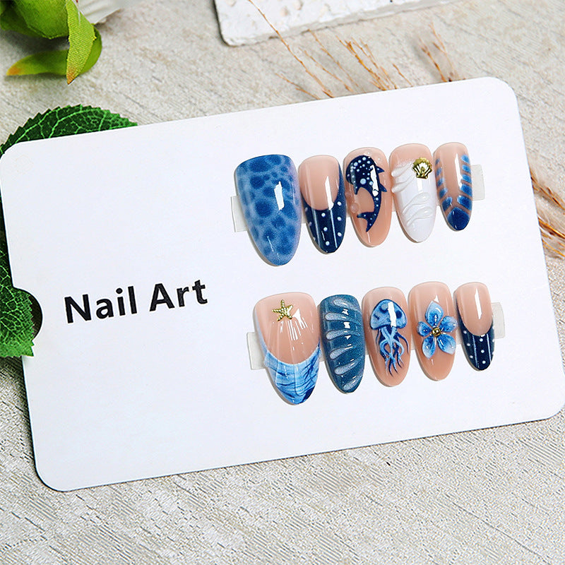 Artistic 3D Nail Tips with Maritime Motifs Stornfield
