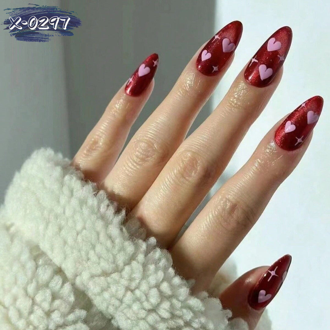 Heart-Patterned Glossy Press-On Nails Stornfield