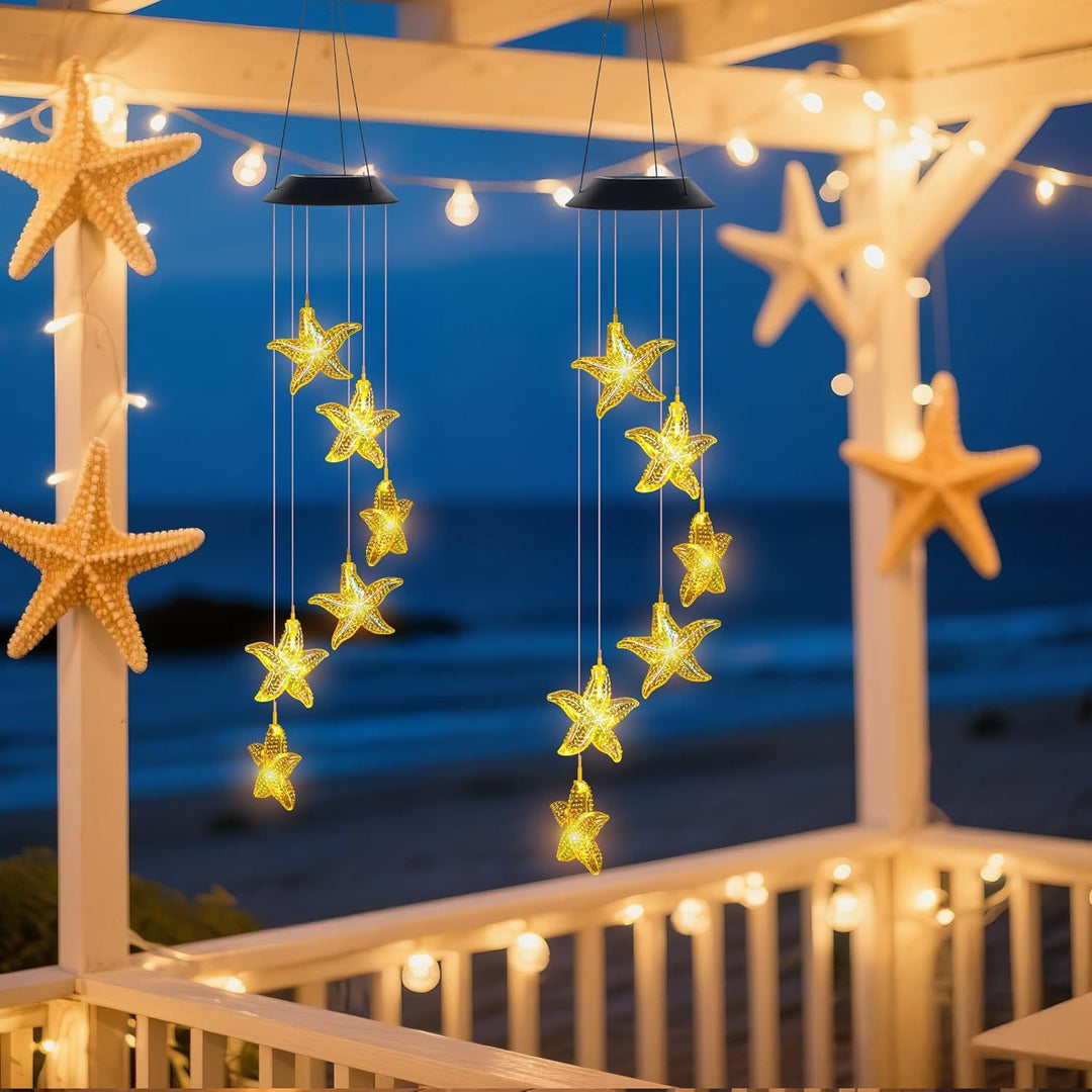 Decorative Solar LED Starfish Wind Chime Hanging Garden Light Stornfield