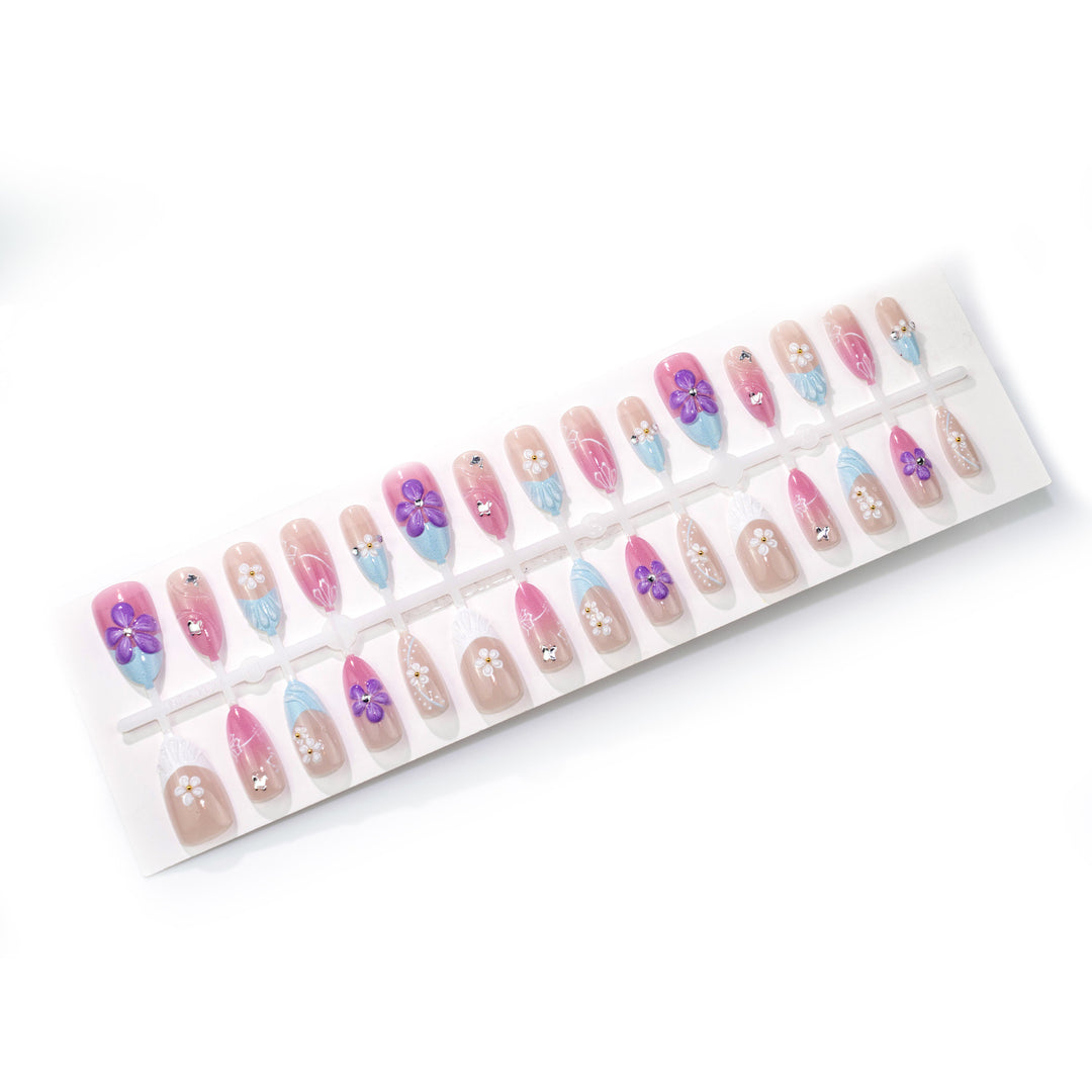 Decorative Floral Press-On Nail Set Stornfield
