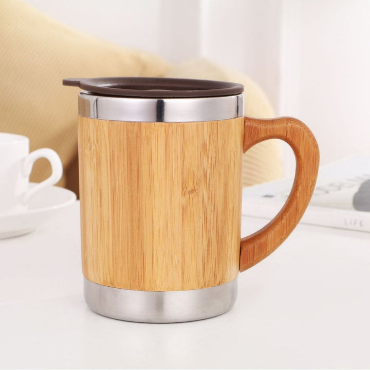 Women sustainable insulated coffee mug with wooden handle Stornfield