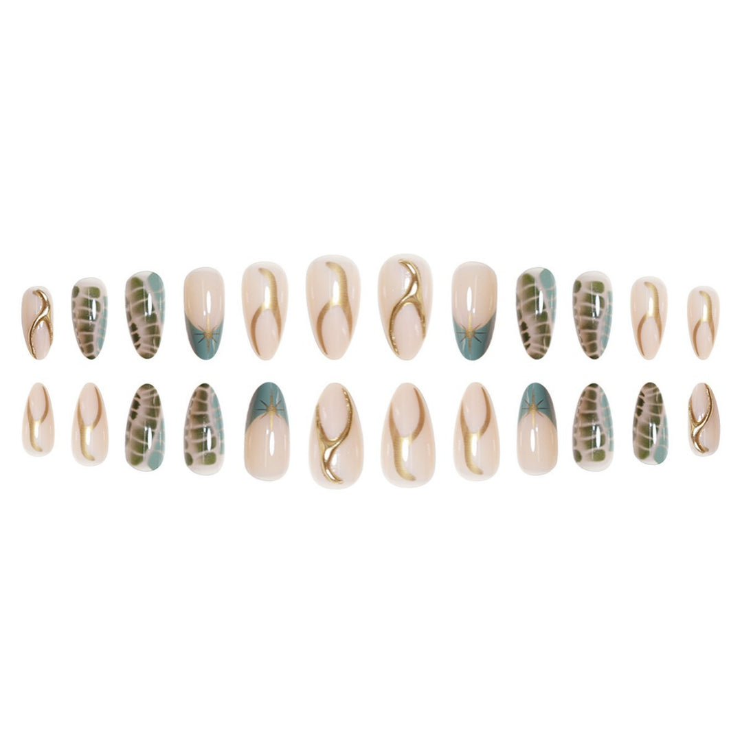 Artistic Almond-Shaped Press-On Nail Extensions Stornfield