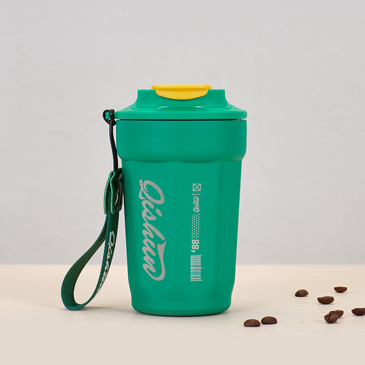 Ladies practical insulated drinking cup with carry strap Stornfield