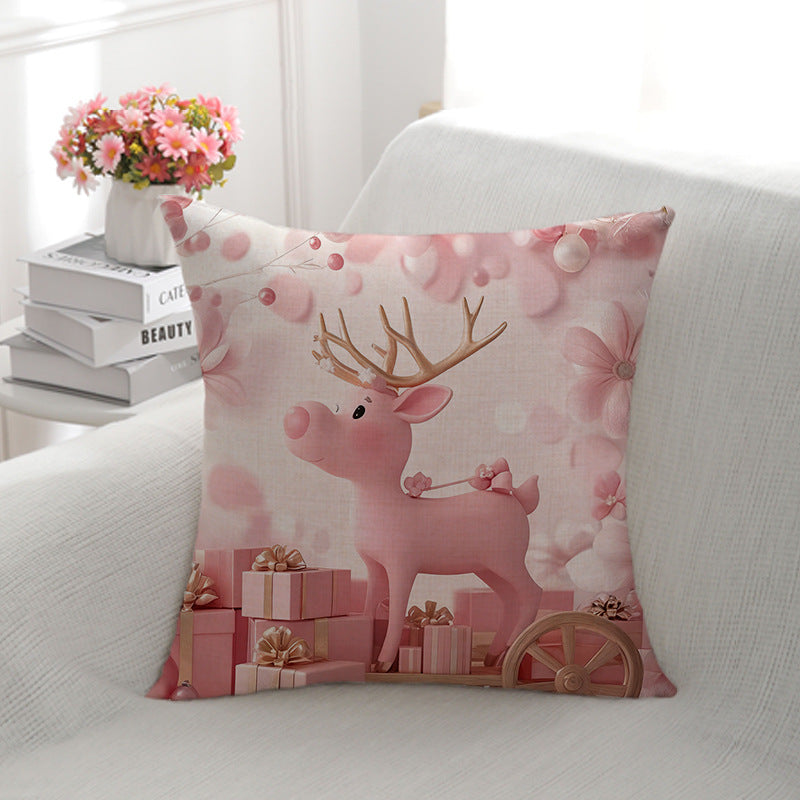 Artistic Deer Illustration Throw Pillow