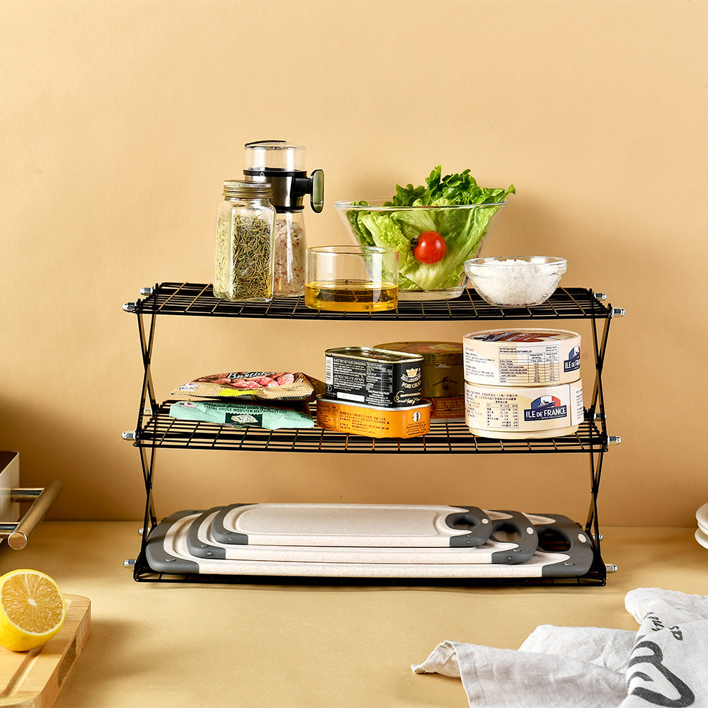 Foldable Kitchen Rack Made of Sturdy Metal Grid Stornfield