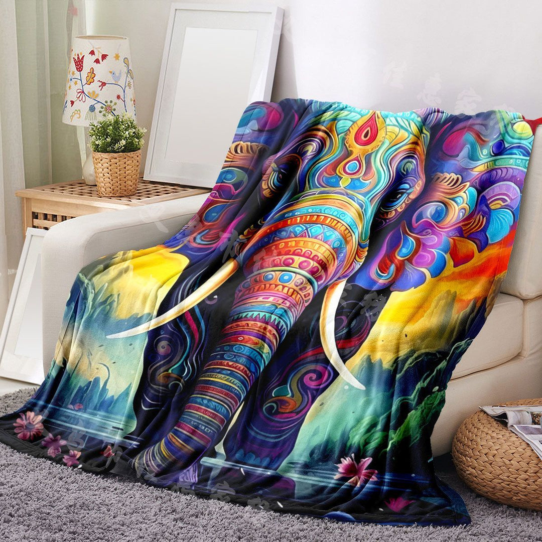 Artistic Elephant-Themed Blanket