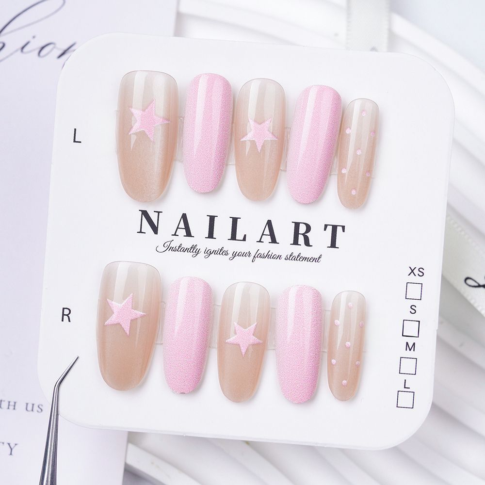 Artistic Press-On Nail Set with Cute Character Designs Stornfield