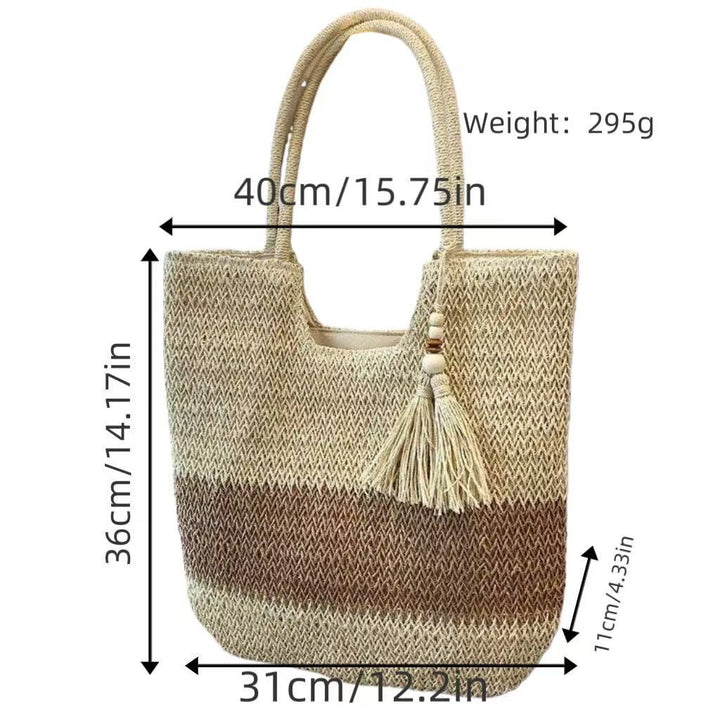 Handbag made of braided natural material with tassel details Stornfield