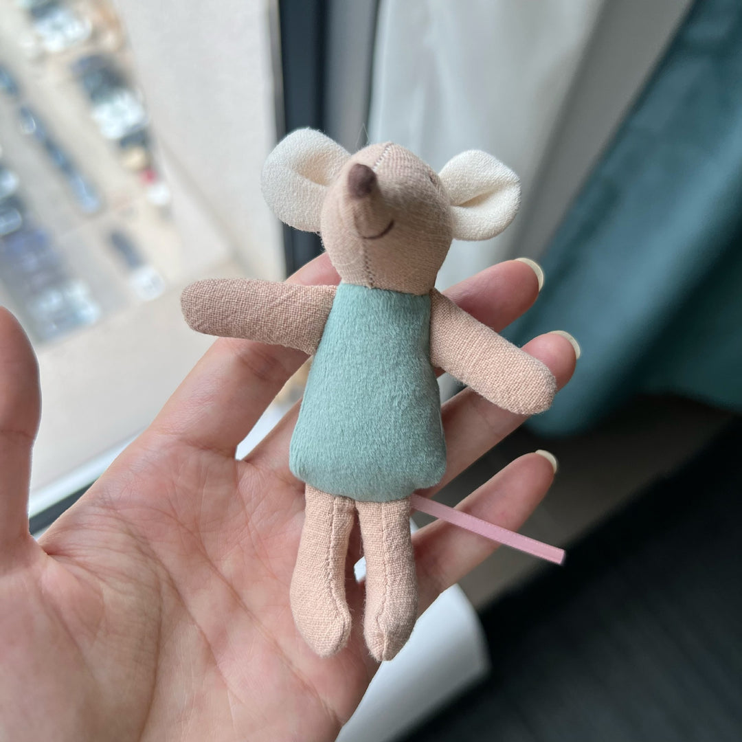 Miniature Linen Mouse Comforter Plush Keyring