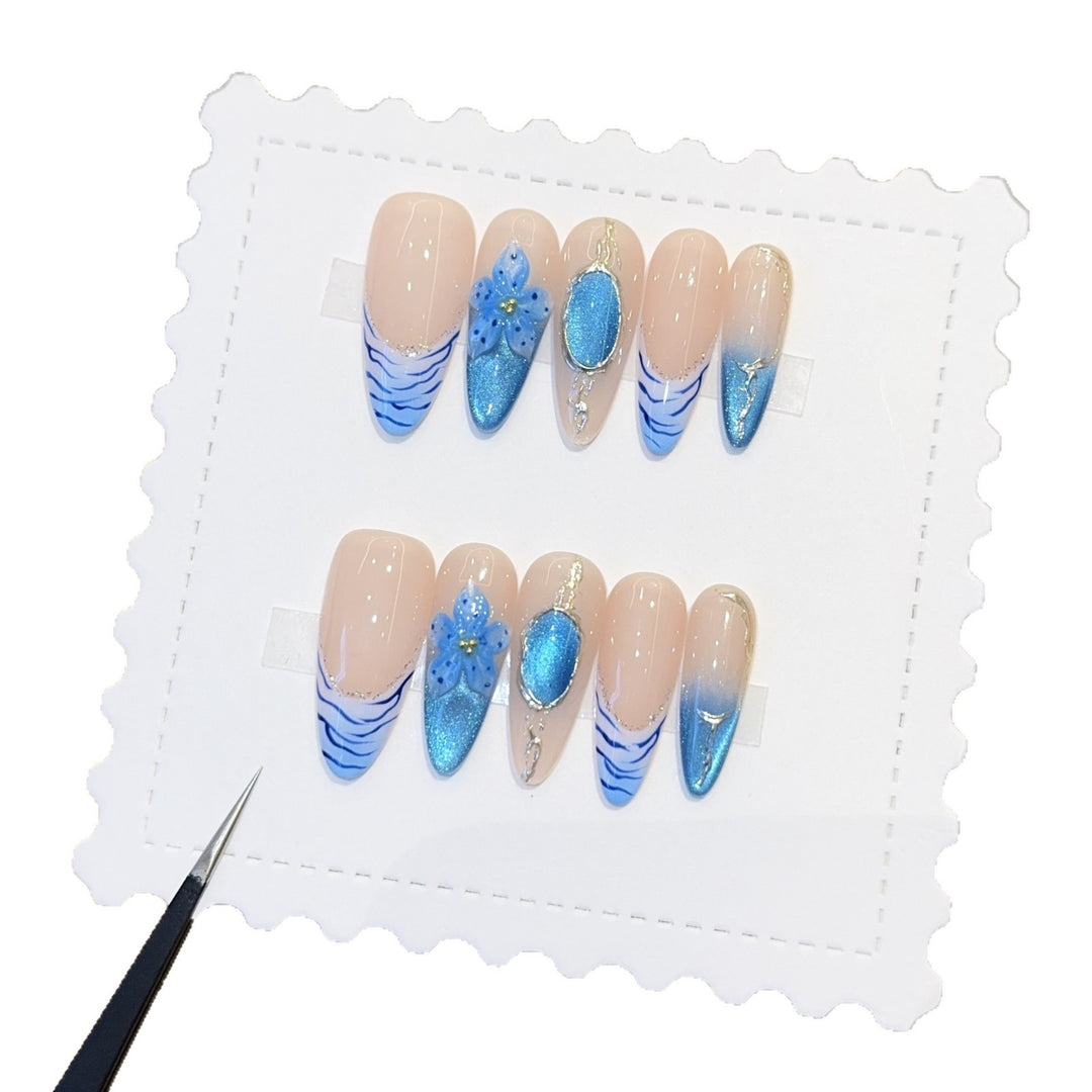 Artificial nails with exquisite flower and glitter patterns Stornfield