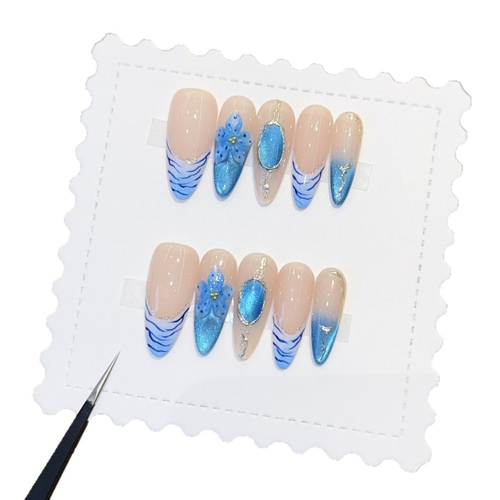 Artificial nails with exquisite flower and glitter patterns Stornfield