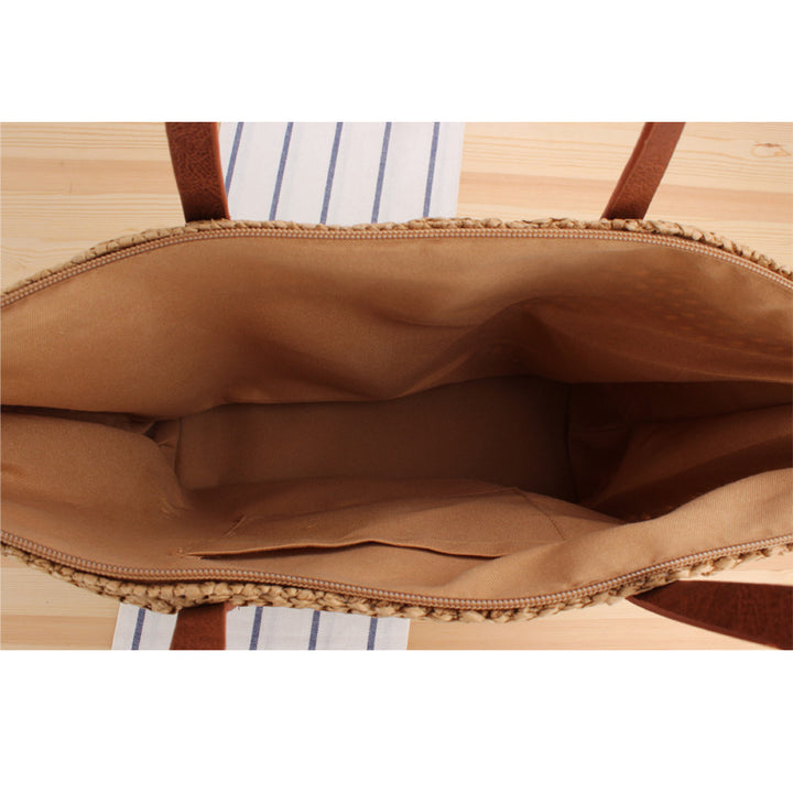 Elegant Bast handbag with leather handles Stornfield