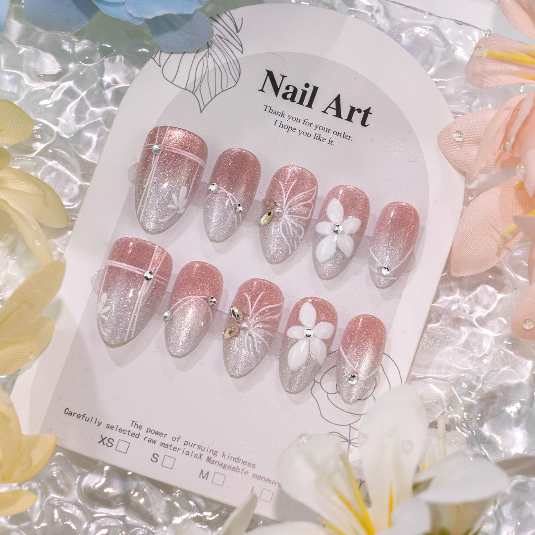 Artistic Floral 3D Press-On Nails