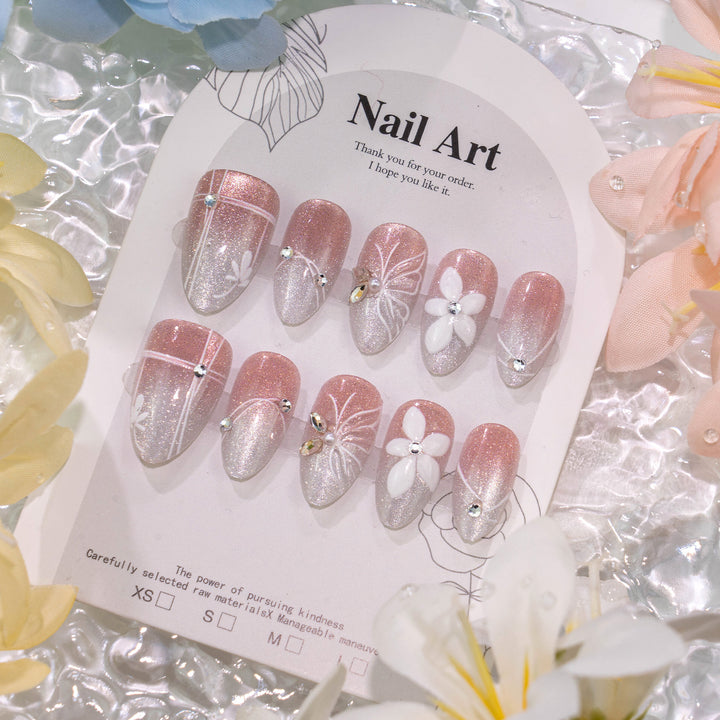 Artistic Floral 3D Press-On Nails