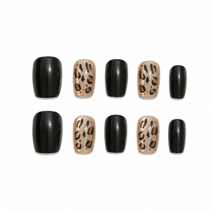 Fashionable leopard pattern artificial nails with glitter accents Stornfield