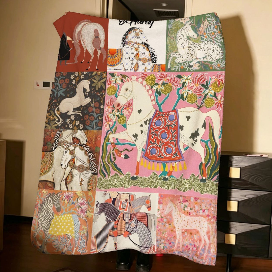 Artistic Horse-Themed Throw Blanket