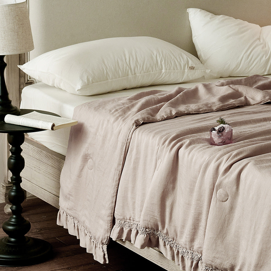 Decorative bed skirt with gathered ruffle and soft cotton blend