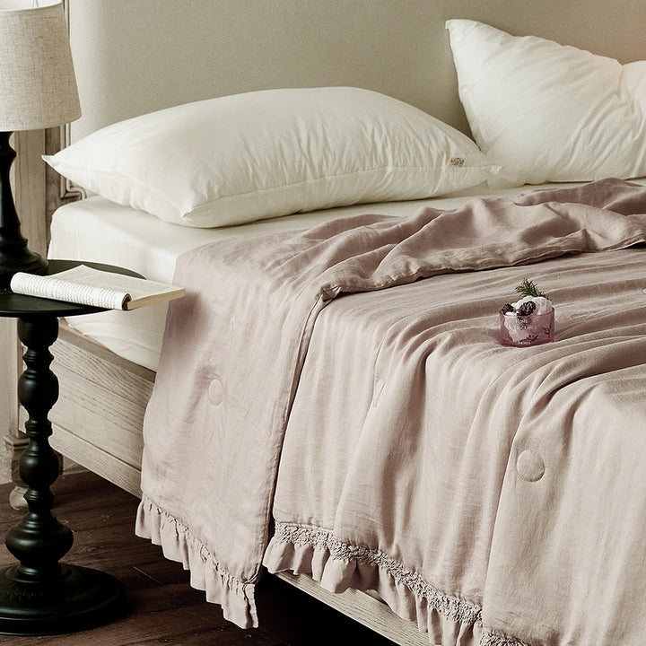 Decorative bed skirt with gathered ruffle and soft cotton blend