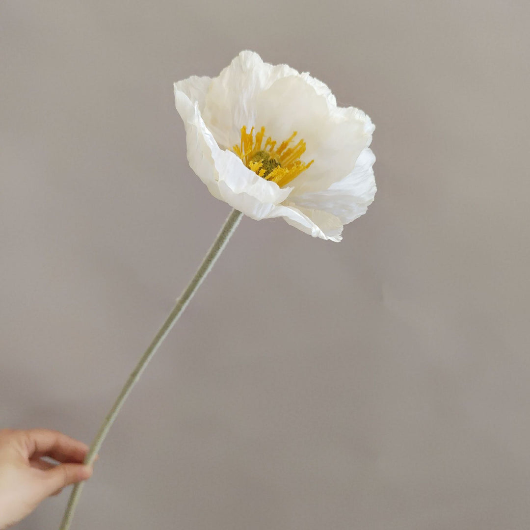 Elegant Faux Poppy Flower Stem