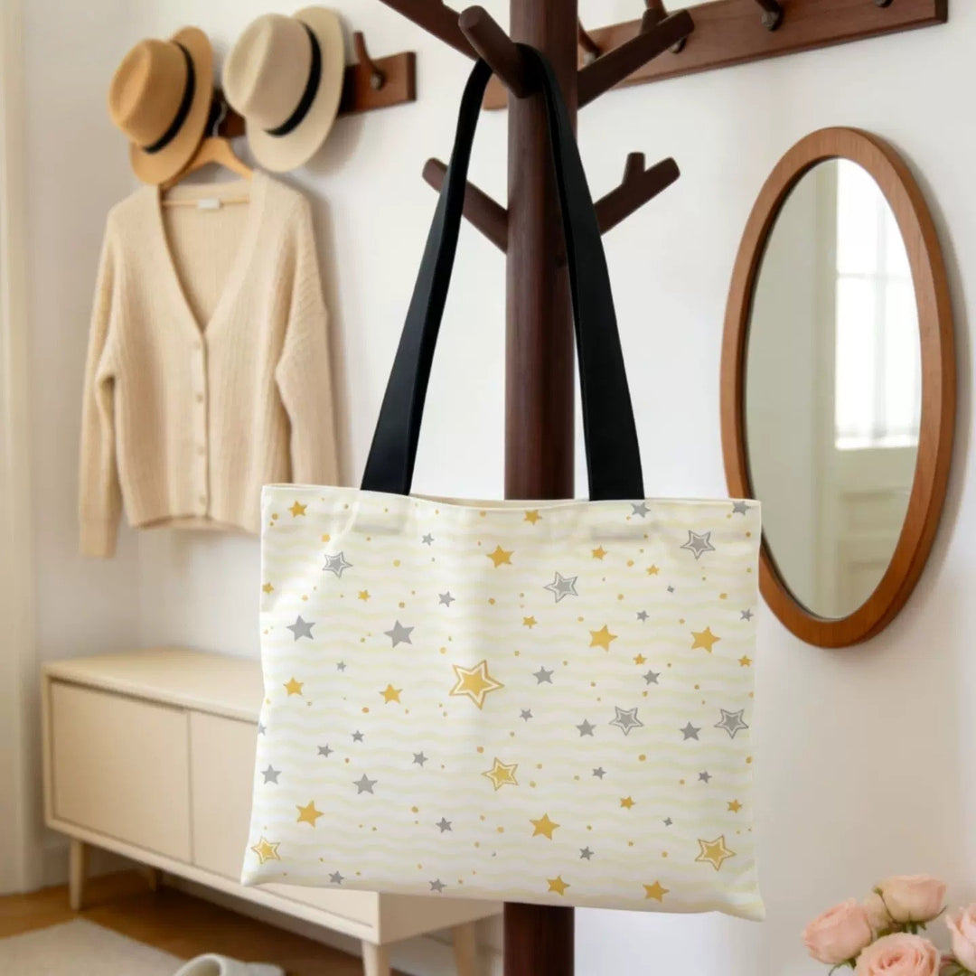 Elegant Star Patterned Canvas Tote Bag