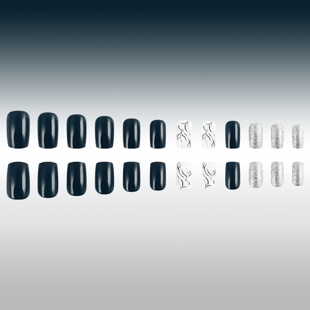Elegant Marble and Glitter Press-On Nails Stornfield