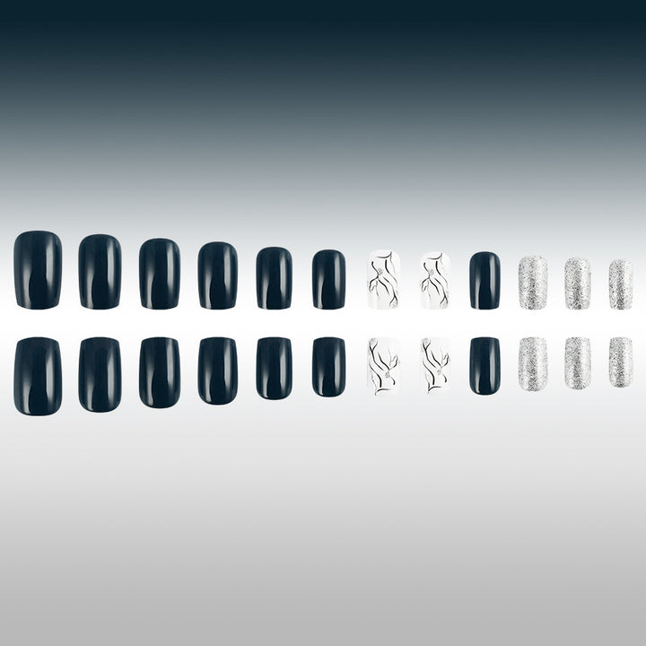 Elegant Marble and Glitter Press-On Nails Stornfield