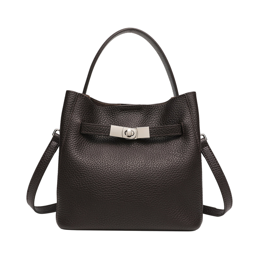 Textured Leather Handheld Tote Bag