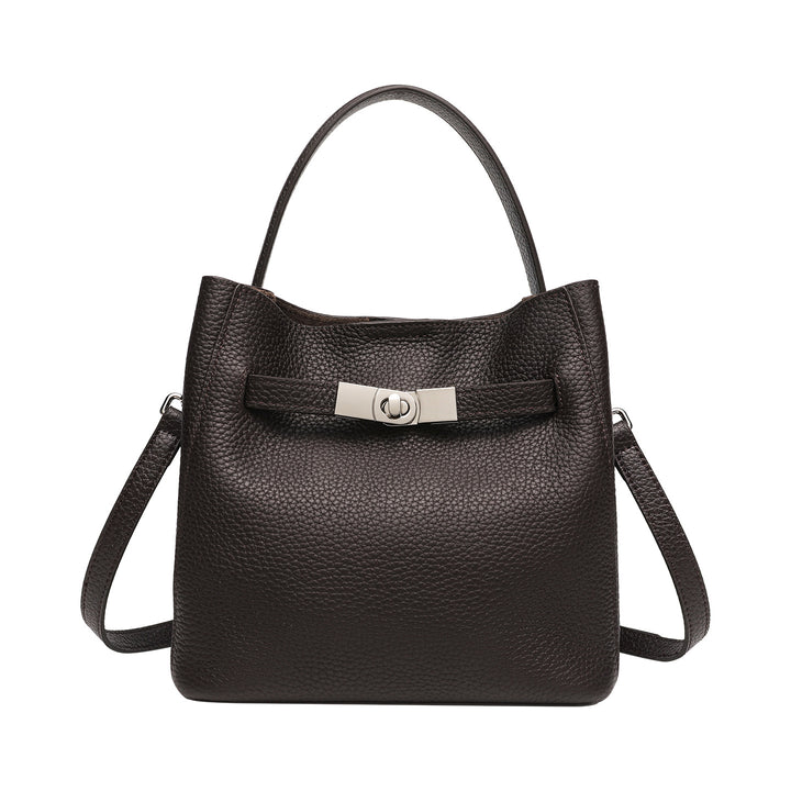 Textured Leather Handheld Tote Bag