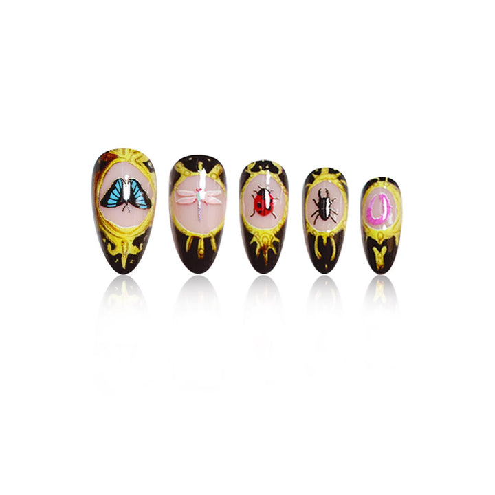 Artistic Insect-Themed Press-On Nails Stornfield
