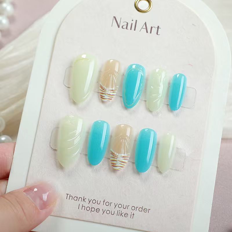 Creative Ocean-Themed Press-On Nail Set